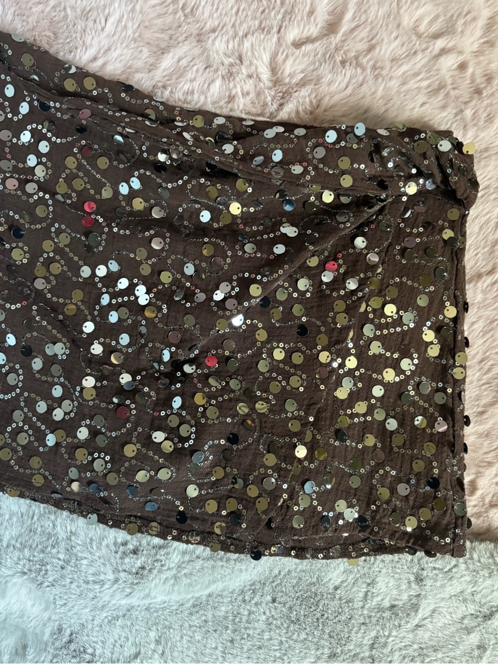 Emerson lang brown sequin shorts skirt